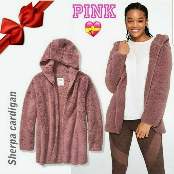 PINK | Sweaters | Pink Victorias Secret Cardigan Sherpa New Ml | Poshmark